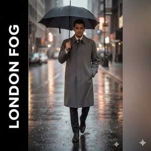 VTG London Fog Maincoat Houndstooth Trench Liner Knee Length USA Size 38R Medium